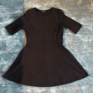 Black quarter length sleeve skater dress